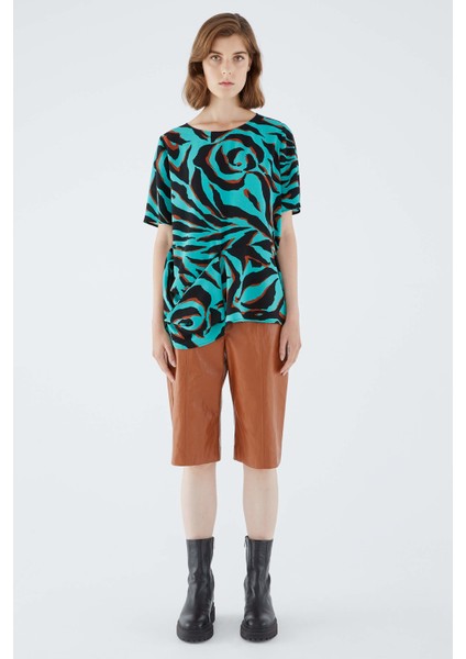 Yarım Kol Desenli Bluz Standart Renk K2113036_089 fiyatları