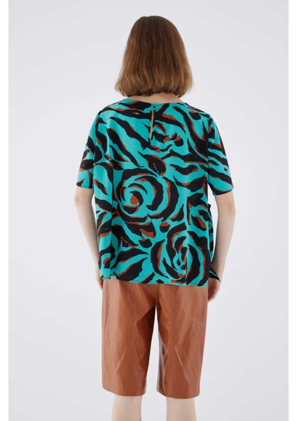 Yarım Kol Desenli Bluz Standart Renk K2113036_089 fırsatları