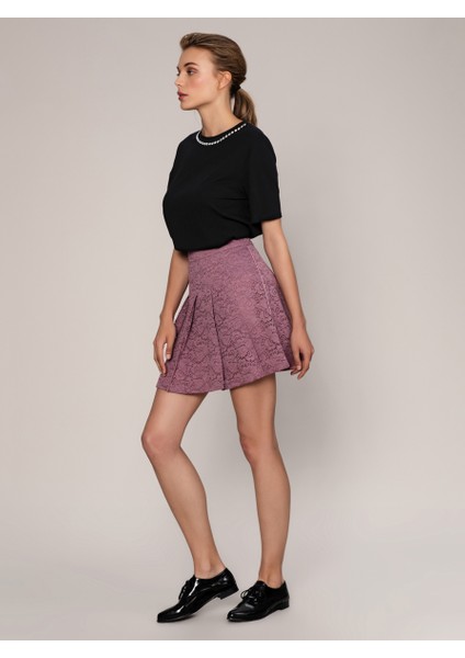 Dantel Görünümlü Mini Etek Gülkurusu K1915037_052 fiyatları