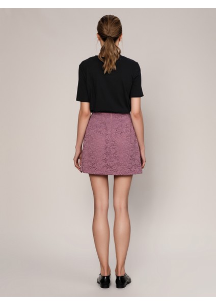 Dantel Görünümlü Mini Etek Gülkurusu K1915037_052 modelleri