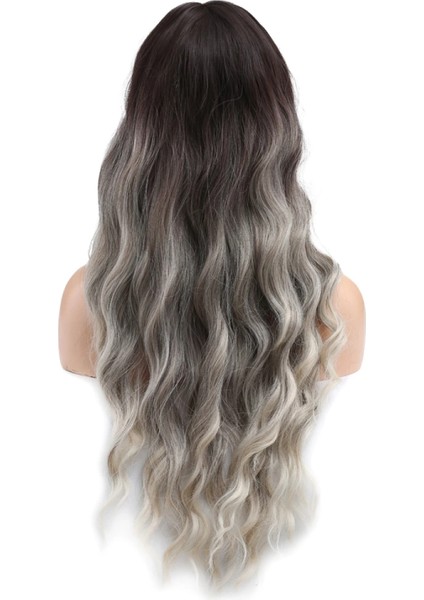 Perçemli Uzun Su Dalgası Fiber Sentetik Peruk- Ombre ve Röfleli fırsatları