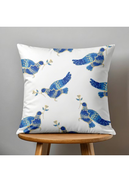 Çift Taraflı Dijital Baskı Kırlent Kılıfı Kuş Çiçek Desenli fiyatları