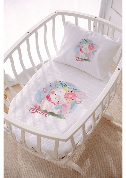 Isme Özel 70X120 Park Yatak ve Anne Yanı Pike Seti Tavşan