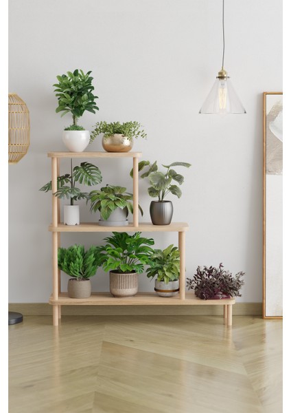 Dekoratif 3 Katlı Ahşap Çiçeklik Saksı Standı Saksılık Dekoratif Raf fiyatları