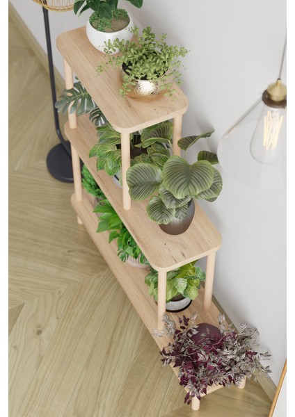 Dekoratif 3 Katlı Ahşap Çiçeklik Saksı Standı Saksılık Dekoratif Raf modelleri