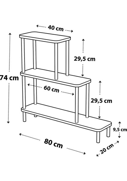 Dekoratif 3 Katlı Ahşap Çiçeklik Saksı Standı Saksılık Dekoratif Raf indirimleri