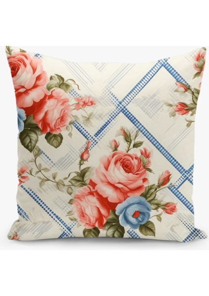 Çift Taraflı Dijital Baskı Kırlent Kılıfı Çiçek Desenli