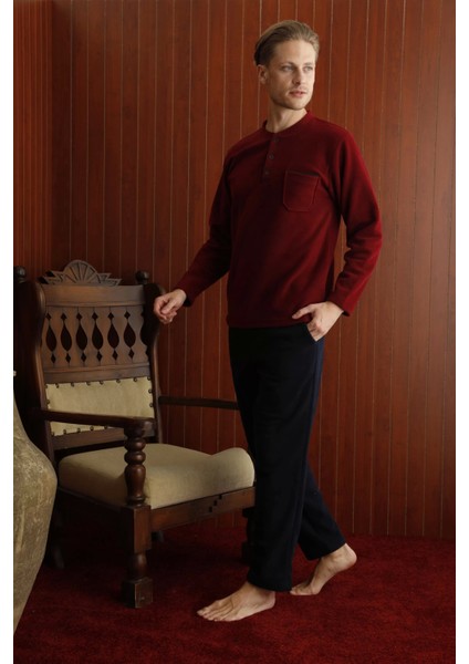 Kocabey 7306 Midi Yaka Polar Uzun Kol Pijama Takım