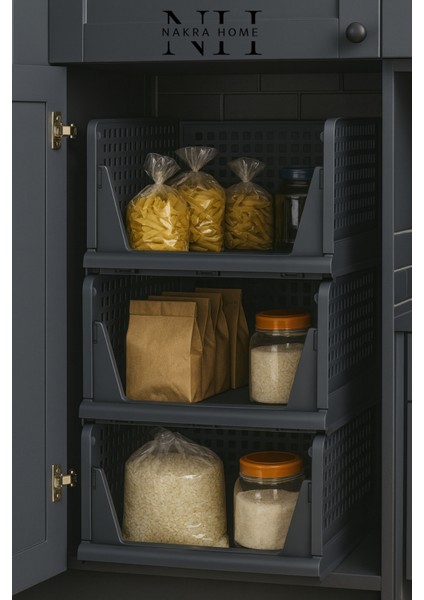 3 Adet Çok Amaçlı Kayar Raf – Dolap Içi Çekmeli Modüler Düzenleyici Gardırop Mutfak Banyo