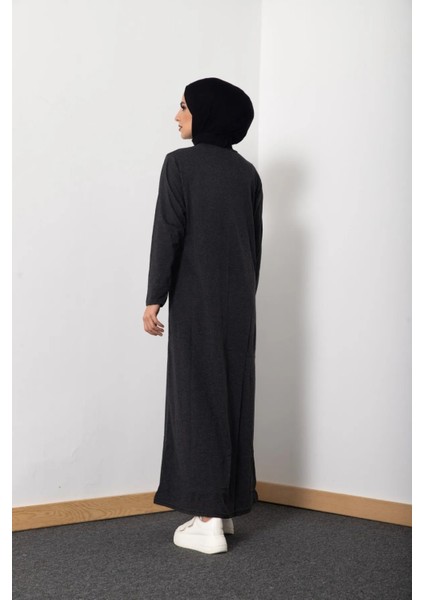 Düz Renk Fermuarlı Kadın Namaz Elbisesi Sabahlık Ferace