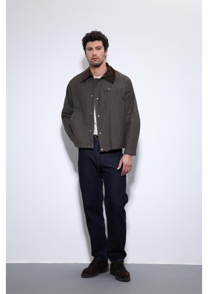 Kahve Kontrast Yaka Erkek Ceket