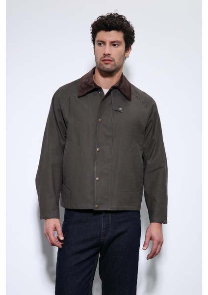 Kahve Kontrast Yaka Erkek Ceket modelleri