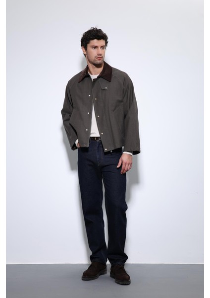 Kahve Kontrast Yaka Erkek Ceket fırsatları