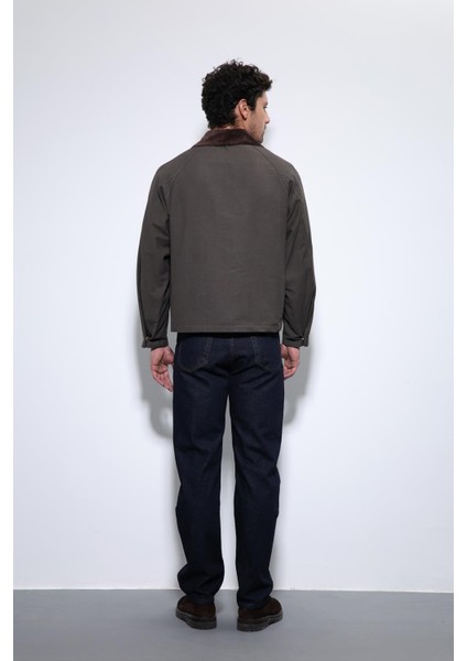 Kahve Kontrast Yaka Erkek Ceket