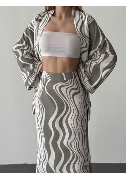 Etek Uzun Yeşil/krem Quzu