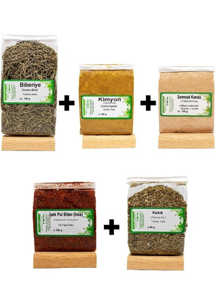 Köfte Baharat Seti (Kimyon 100 G+Kekik 60 G+Biberiye 100 G+Ince Ipek Pul Biber 100 G+Sarımsak 100 G)