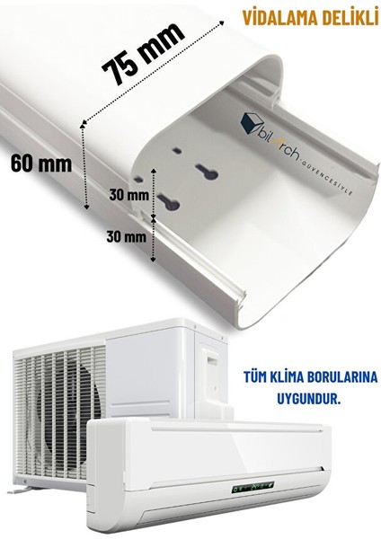 Klima Borusu Gizleme Kanalı 75X60 mm 1 Metre modelleri