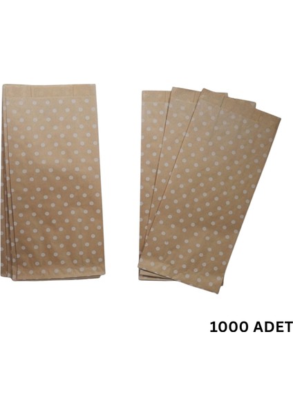 Körüklü Kraft Kese Kağıdı, Beyaz Puantiyeli Şamua Hediye, Ambalaj & Gıda Poşeti, 15X33 Cm, 1000 Adet
