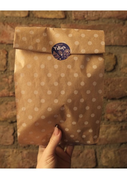 Körüklü Kraft Kese Kağıdı, Beyaz Puantiyeli Şamua Hediye, Ambalaj & Gıda Poşeti, 15X33 Cm, 50 Adet indirimleri