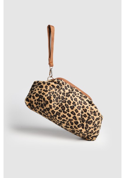 Kadın Sofya Kadife Taşlı Portföy- Askılı Çanta Leopar Taba fırsatları