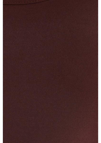 Kadın Slim Fit Dar Kesim Ince Askılı U Yaka Kahverengi Elbise