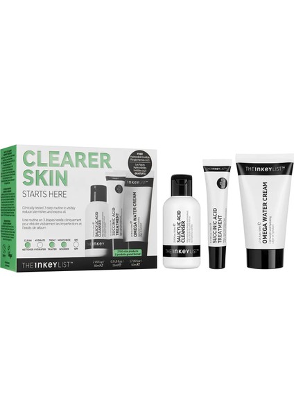 Clearer Skin Starts Here - Kusursuzluk Giderici Bakım Seti 60 ml + 15 ml + 50 ml + 12 Adet