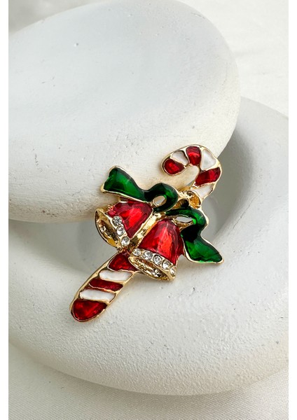 Yılbaşı Özel Mineli Taşlı Çan Detay Broş (5cm) modelleri