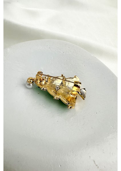 Yılbaşı Özel Incili Yeşil Pul Detay Çam Ağacı Broş (4cm) fiyatları