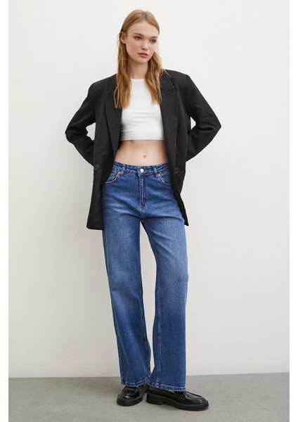 Yüksel Bel Wide Leg Jean Mavi modelleri