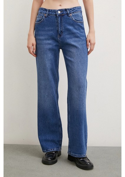 Yüksel Bel Wide Leg Jean Mavi fırsatları