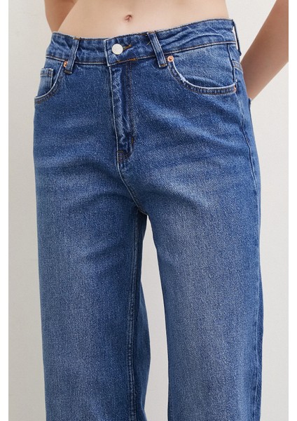 Yüksel Bel Wide Leg Jean Mavi indirimleri