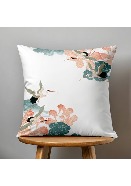 Çift Taraflı Dijital Baskı Kırlent Kılıfı Kuş Çiçek Desenli fiyatları