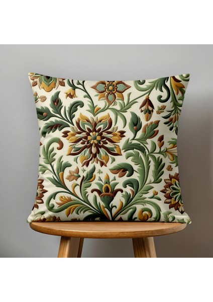 4 Lü Çift Taraflı Dijital Baskı Kırlent Kılıfı Nakış Görünümlü Çiçek Desenli fırsatları