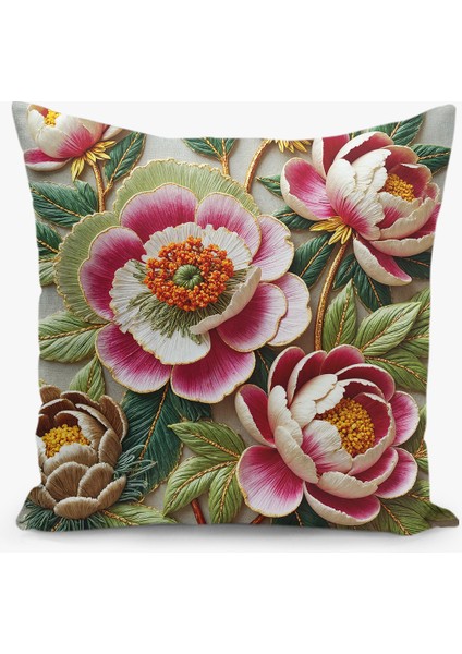 8 Li Çift Taraflı Dijital Baskı Kırlent Kılıfı Nakış Görünümlü Çiçek Desenli fiyatları