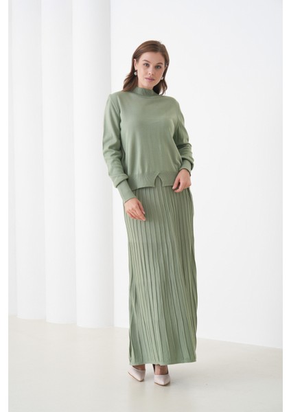 Kadın Pileli Etek Kazağı V Tasarım Tesettüre Uygun Örgü Triko Etek Kazak Takım fiyatları