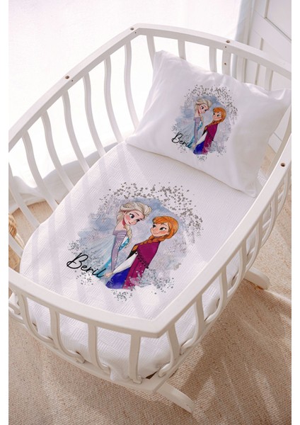 Isme Özel %100 Pamuk Park Yatak ve Anne Yanı Pike Seti 75X120 cm Prenses