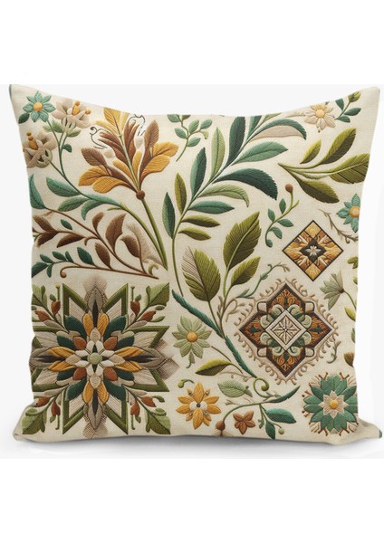 Çift Taraflı Dijital Baskı Kırlent Kılıfı Nakış Görünümlü Karışık Desenli