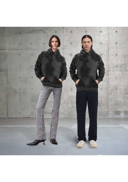 Unisex Batik Yıkamalı Şardonlu Kapüşonlu Kanguru Cepli Relaxed Fit Sweatshirt Space fiyatları