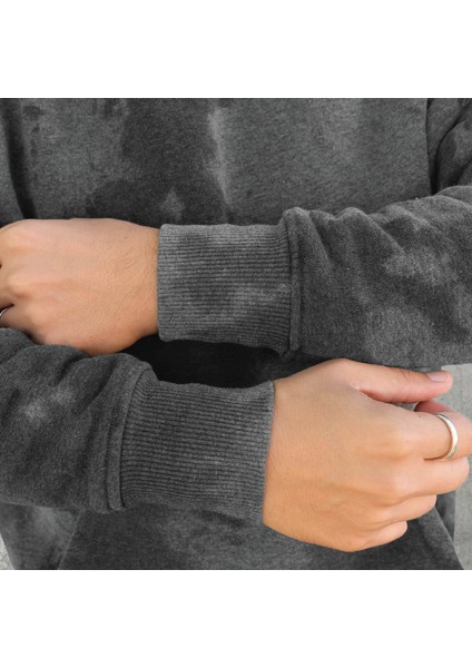 Unisex Batik Yıkamalı Şardonlu Kapüşonlu Kanguru Cepli Relaxed Fit Sweatshirt Space fırsatları