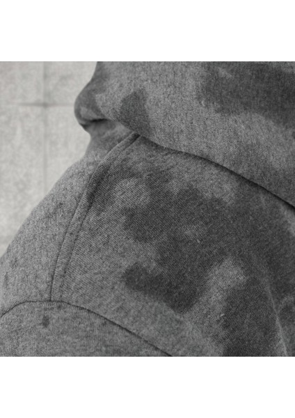 Unisex Batik Yıkamalı Şardonlu Kapüşonlu Kanguru Cepli Relaxed Fit Sweatshirt Space