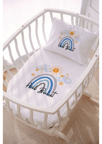 Isme Özel 70X120 Park Yatak ve Anne Yanı Pike Seti Gökkuşağı