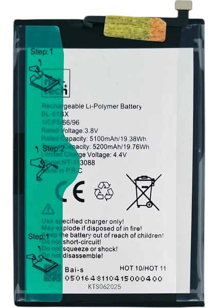 Teknonet Infinix Hot 11 Uyumlu Nettech BL-51BX 5000 Mah Batarya
