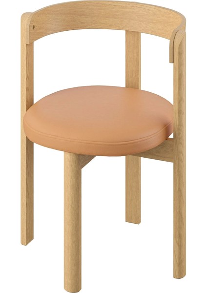 Stockholm 2025 Döşemeli Ahşap Sandalye Meşe Deri