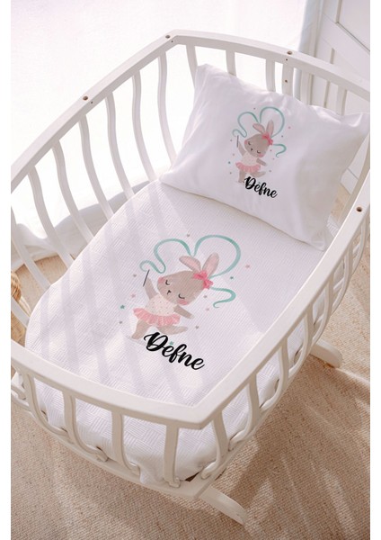 Isme Özel %100 Pamuk Park Yatak ve Anne Yanı Pike Seti 75X120 cm