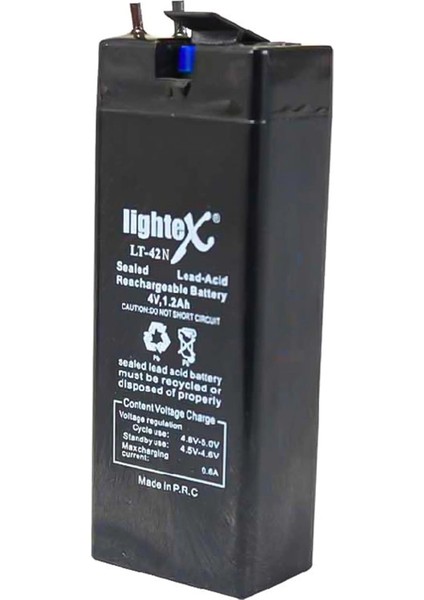 Lıghtex 4 Volt - 1.2 Amper Akü 4V 1.2AH (3.4x9.1x2.1cm) Işıldak Fener