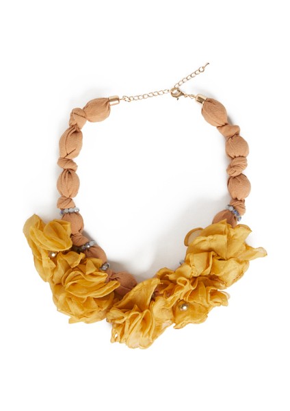 Kumaş Detaylı Sarı Çiçekli Kadın Kolye Standart Renk K2086170_089