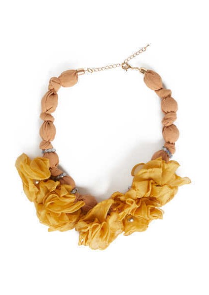 Kumaş Detaylı Sarı Çiçekli Kadın Kolye Standart Renk K2086170_089 fiyatları