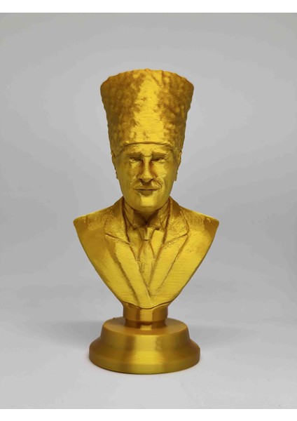 Atatürk Büstü Biblo Parlak Sarı Renkte Farklı Ebatlarda