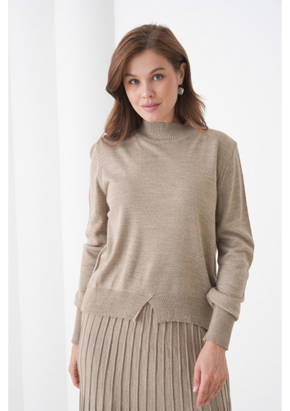 Kadın Pileli Etek Kazağı V Tasarım Tesettüre Uygun Örgü Triko Etek Kazak Takım indirimleri