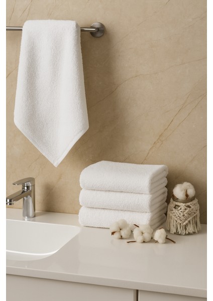 Beyaz El Yüz Havlusu Otel Havlusu 10 Adet %100 Pamuk 200 gr 50 x 90 cm